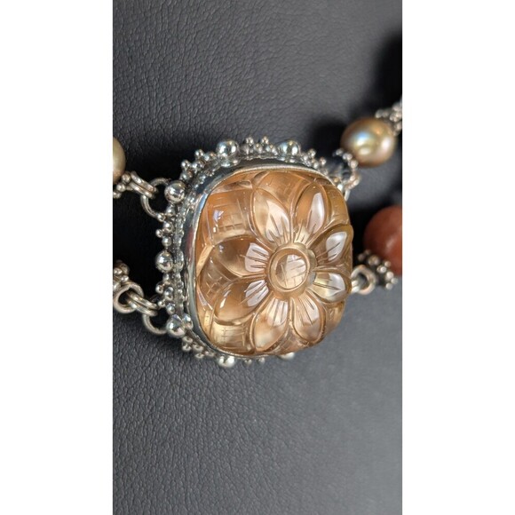 Stephen Dweck Vintage Necklace Bracelet Sterling Silver Carved Gemstone Estate - Picture 2 of 16